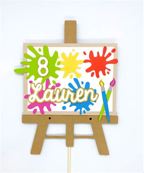 Paint Cake Topper Painting Party Art Cake Topper Handmade Paint