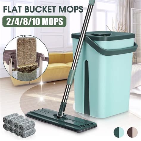 Wet And Dry Self Cleaning Drying Self Wringing Mop Bucket Flat Floor Free Hand Washing Mop Squeeze