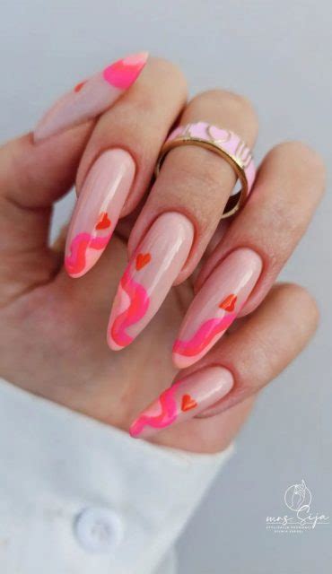 Dive Into Summer With Vibrant Nail Art Designs Pink Swirl Almond Nails