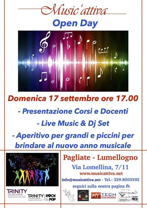 Il Settembre Open Day Alla Scuola Music Attiva Di Pagliate Con Il