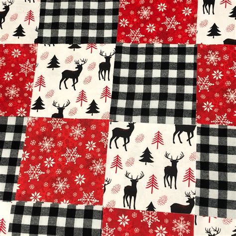 Woodland Deer Rustic Baby Flannel Quilt Kit Buffalo Plaid Etsy