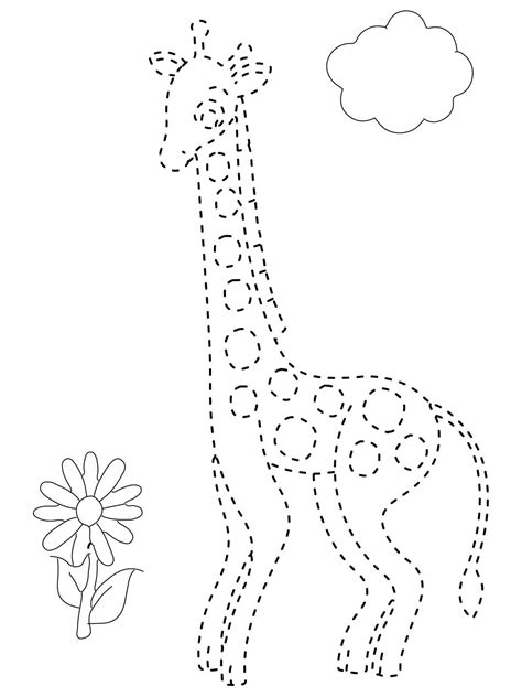 Happy Giraffe Tracing Worksheet coloring page - Download, Print or ...