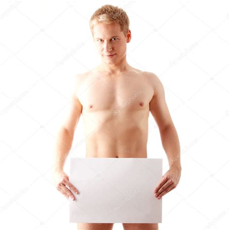 Nude Man Covering Stock Photo Piotr Marcinski