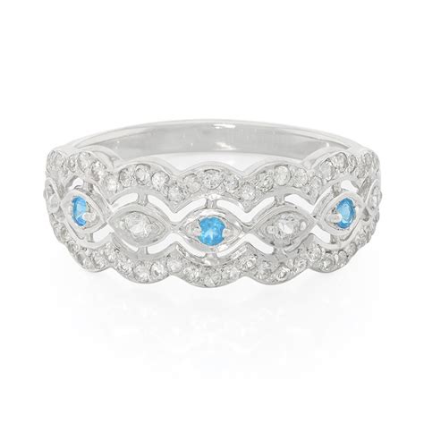 Brasilianischer Neon Blauer Apatit Saphire Silber Ring