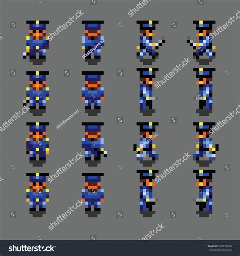 Police Officer Pixel Art Walk Animation Stock Vector Royalty Free