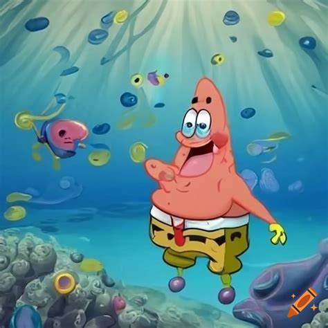 Spongebob Squarepants Cartoon Character Smiling Underwater On Craiyon