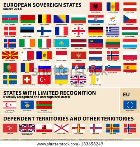 Vector Set Of Flags Of European Sovereign Partially Recognised States