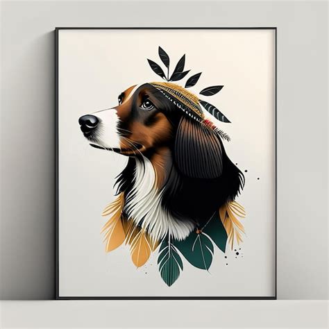 Premium AI Image | Dog minimalist illustration with soft color elements ...