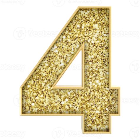 4 Number Gold 3d Render 44648556 Png