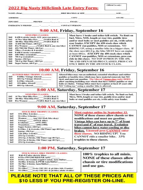 Fillable Online Widowmaker Hillclimb Pro Entry Form Fax Email Print