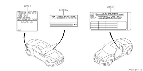 Subaru Brz Engine Decal Tire Information Label Label Ca