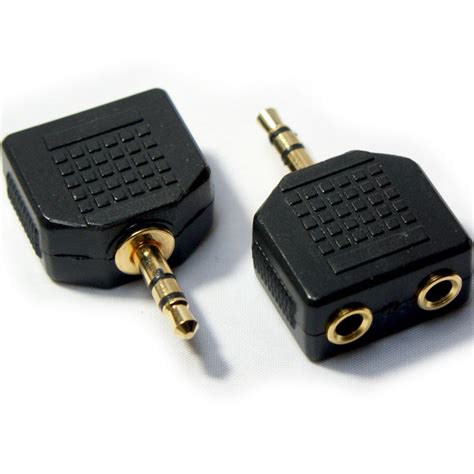 Black Stereo Audio Splitter GOLD 3 5mm JACK Male To 2 Dual Female The