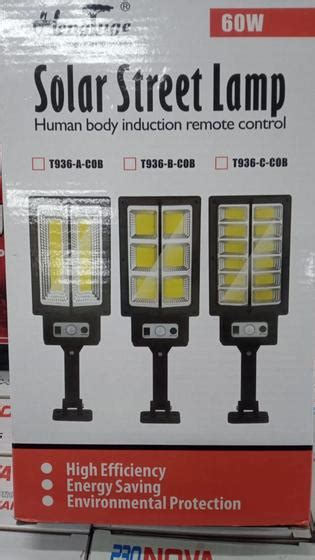 Luminaria Solar Poste 60w Led Rua Controle E Sensor De Movimento