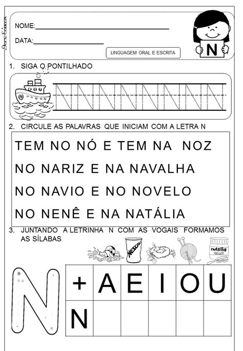 Aprendendo A Tia Polly Atividades Letra N