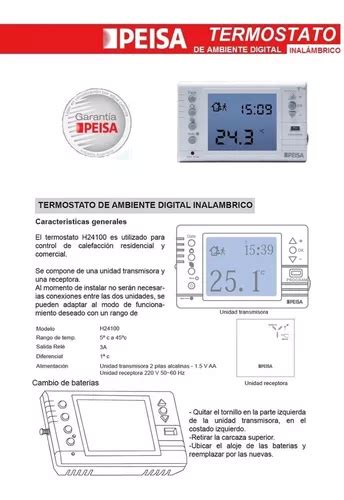 Termostato De Ambiente Digital Inalambrico Programable Peisa 65 643