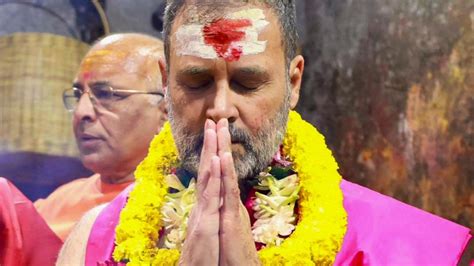 In Photos Rahul Gandhi Visits Baba Baidyanath Dham Temple During The