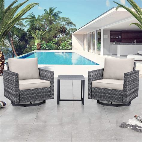 Amazon Belord Outdoor Bistro Set 3 Piece Wicker Swivel Rocker