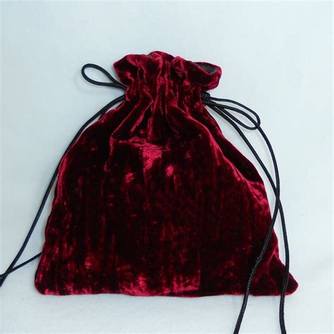 Dark Red Velvet Drawstring Coin Purse Dice Bag Jewelry Bag