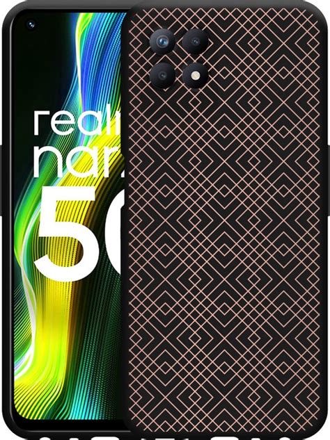 Realme Narzo 50 Hoesje Zwart Geometric Pink Designed By Cazy Bol