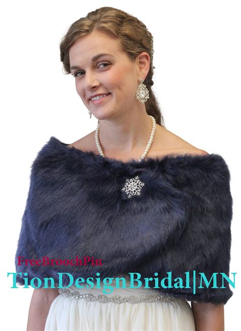 Bridal Wrap Navy Blue Faux Fur Wrap Faux Fur Stole Bridal Etsy