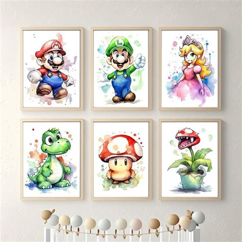 Set of 6 Super Mario Posters Mario Luigi Yoshi Poster, Poster Set ...