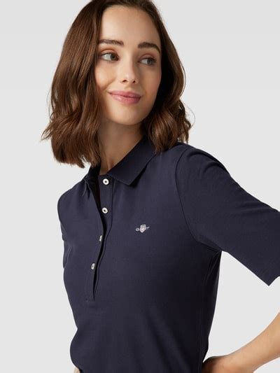 Gant Poloshirt Aus Baumwolle Mit Label Detail Marine Online Kaufen