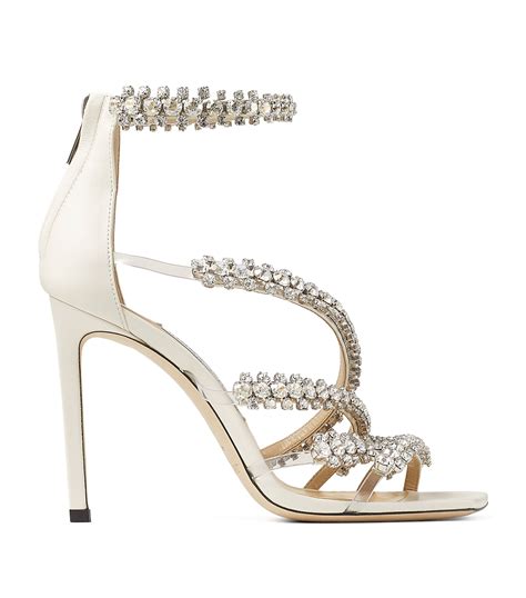 Jimmy Choo White Josefine 100 Leather Sandals Harrods UK