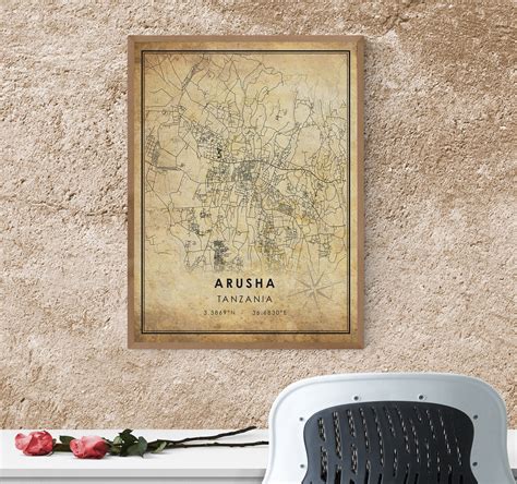 Arusha Vintage Map Print Arusha Map Arusha Tanzania City - Etsy