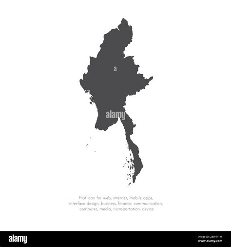 Vector Map Myanmar Isolated Vector Illustration Black On White