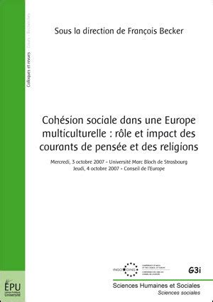 Coh Sion Sociale Dans Une Europe Multiculturelle R Le Et Impact Des