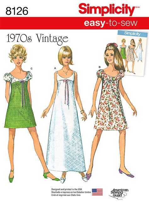 Piece Dress In Two Lengths Size 4 Sewing Patterns 1967 Simplicity