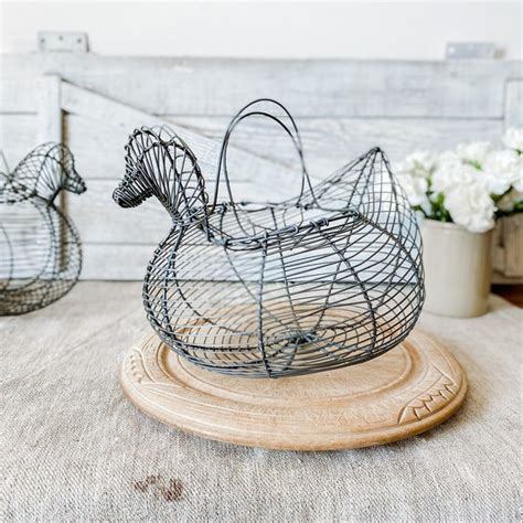 Chicken Shaped Wire Basket Etsy