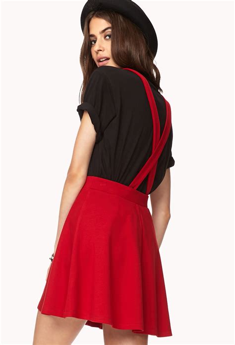 Forever 21 Grunge Overall Skirt In Red Lyst