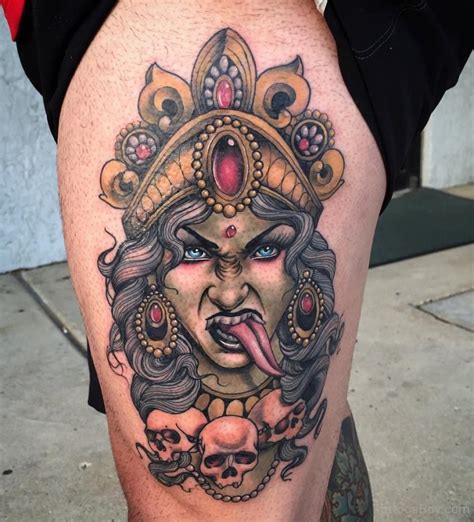 Kali Goddess Tattoo On Thigh Tattoos Designs