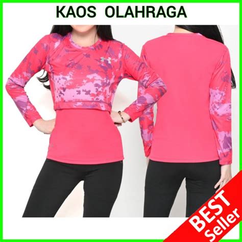 Jual Kaos Olahraga Wanita Lengan Panjang Baju Senam Cewek Dry Fit