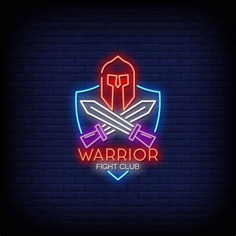 Premium Vector Warrior Fight Club Logo Neon Signs Style Text