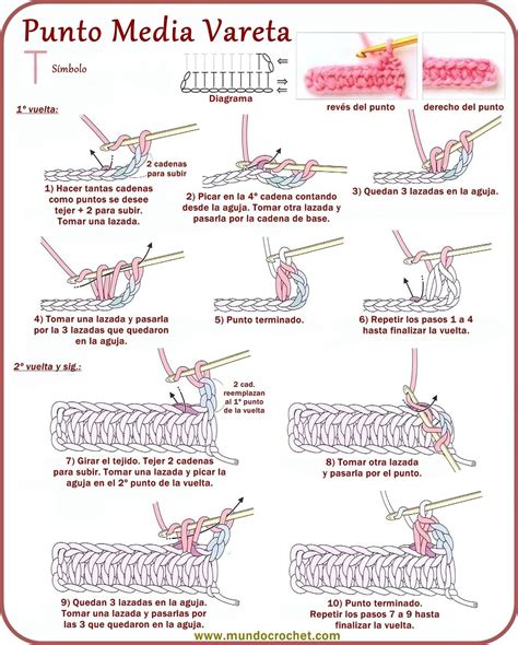 Punto Media Vareta O Medio Punto Alto Mundo Crochet Puntos Basicos De Crochet Conceptos