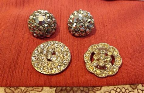 Vintage Rhinestone Buttons Group Of Four By Folkaltered On Etsy