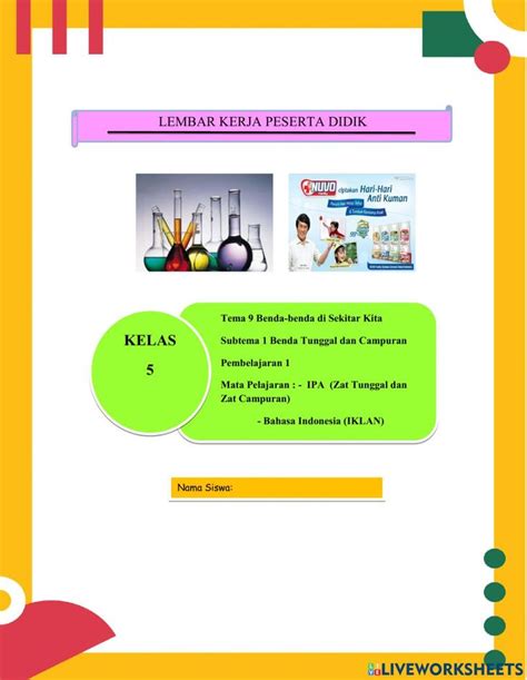 Lkpd Kelas 5 Tema 9 Subtema 1 Pembelajaran 1 Materi Ipa Worksheet Workbook School Subjects