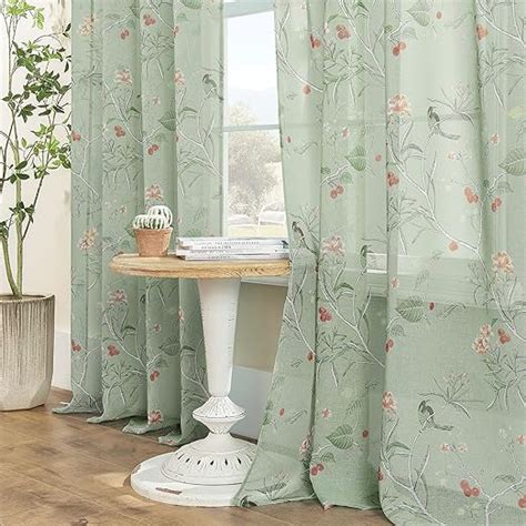 Amazon XTMYI Leaf Green Sheer Curtains 96 Inches Long For Living