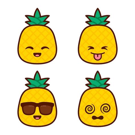 Premium Vector Set Of Cute Pineapple Stickers