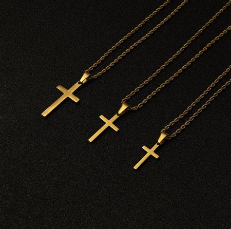 Cross Necklace For Men Men Gold Cross Necklace Men Small Etsy