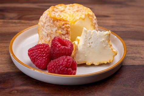 French Langres Soft Cows Crumbly Cheese With Washed Rind Structure Made