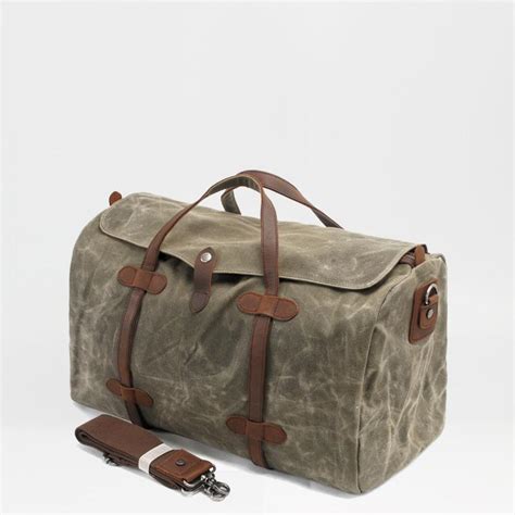 Casual Waxed Canvas Mens Large Travel Waterproof Weekender Bag Shoulde