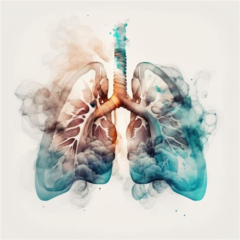 Un Dibujo De Pulmones Con Humo Azul Y Naranja Foto Premium