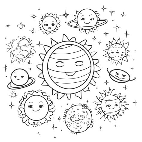 The Sun Coloring Page For Little Kids Featuring Cute Friends And
