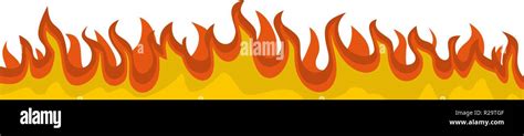 Brennendes Feuer Flamme Banner Horizontal Flache Darstellung Von