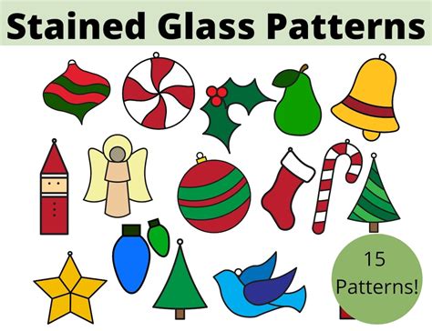 Christmas Ornament Stained Glass Patterns Multiple Patterns Digital