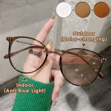 Anti Radiation Photochromic Myopia Glasses For Women Men Fashion Round