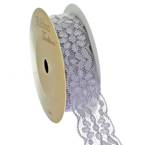 Ribbon Traditions Stretch Elastic Lace Trim Silver Yards